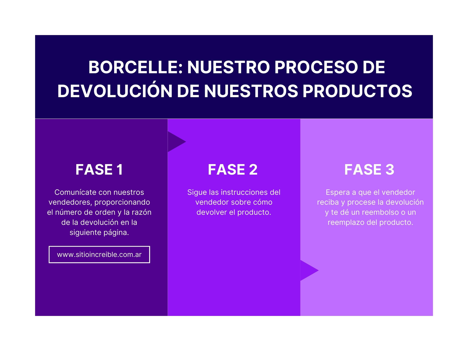 Gráfico Informativo Sobre Proceso de Devolución Llamativo Morado