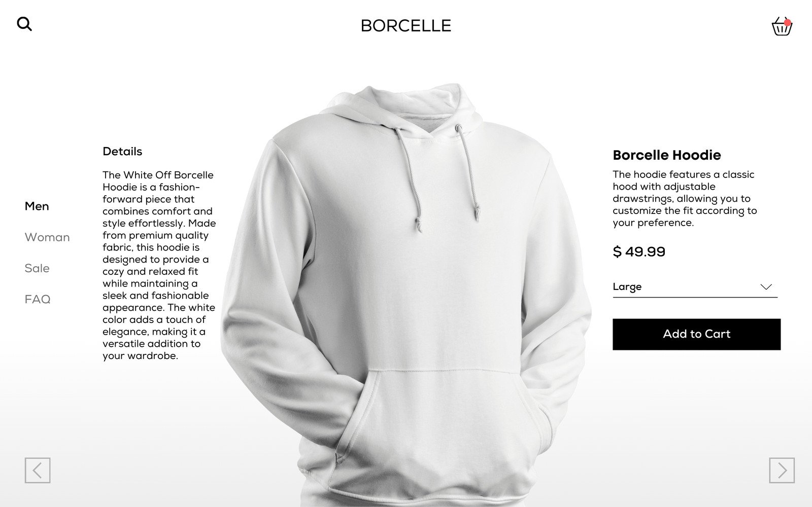 White Simple Clothing Brand Product Detail Page UI Prototype