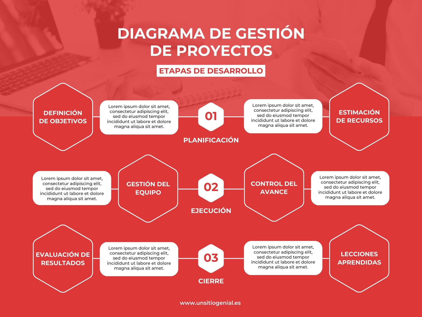 Gráfico Gestión de Proyectos Empresarial Corporativo Rojo y Blanco