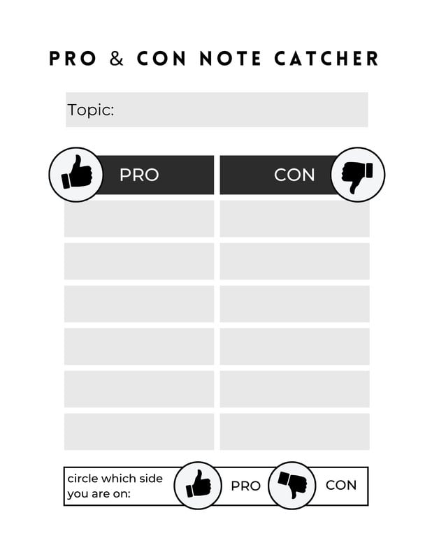 Procon Display Free and customizable pro and con templates