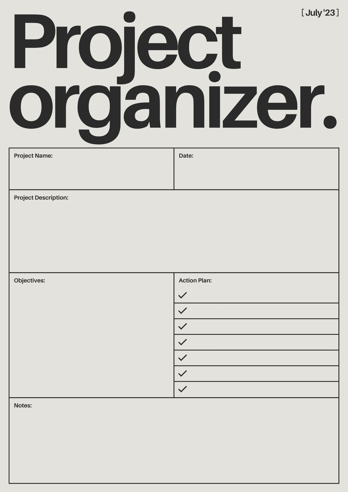 Minimalist Project Organizer A4 Document