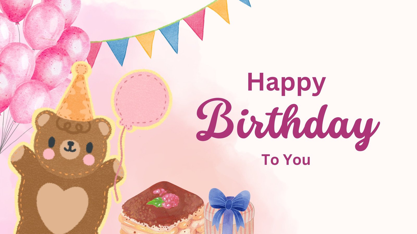 Pink Watercolor Happy Birthday Group Greeting Card