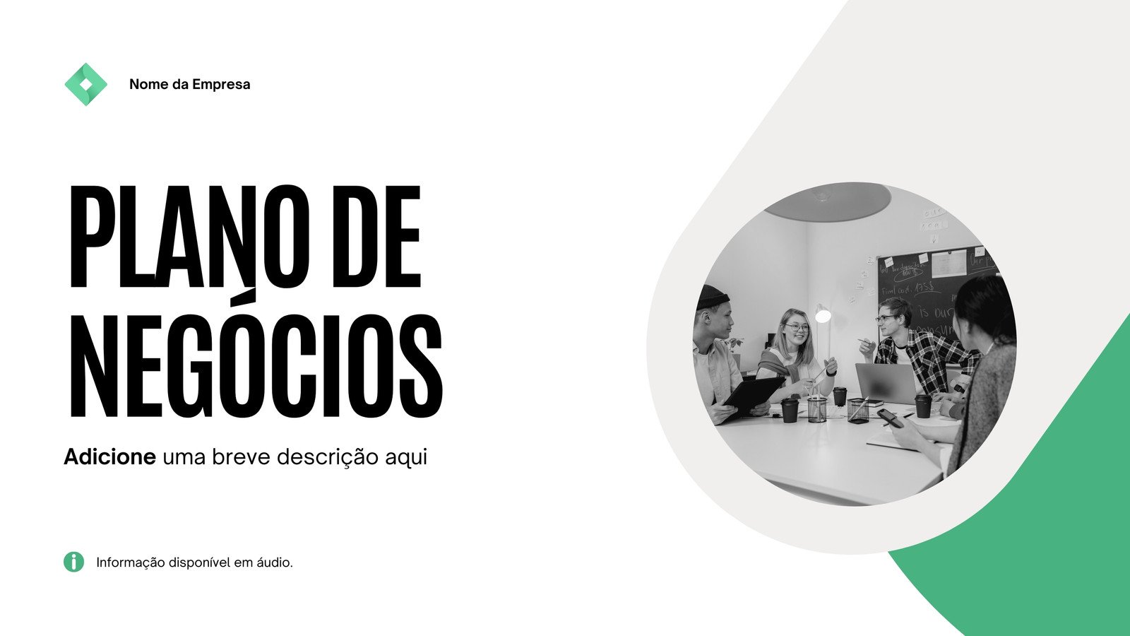 Apresentação de Negócios Plano de Negócios Geométrico Corporativo Verde Preto e Branco