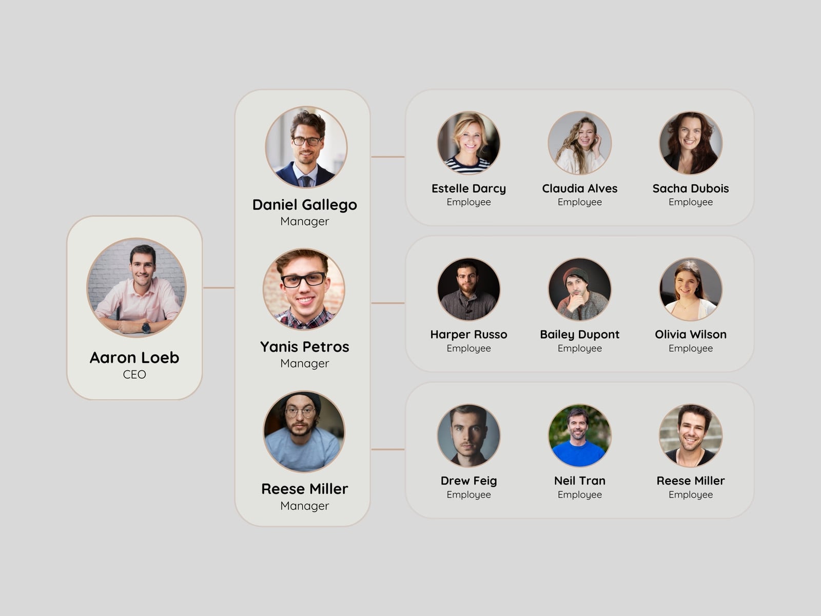 Grey Minimalist Company Organization Graph