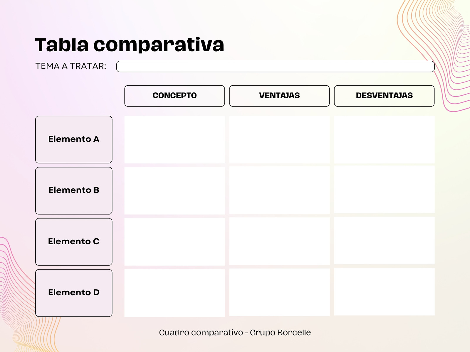 Gráfico Tabla Comparativa Moderno Degradado Rosa y Amarillo
