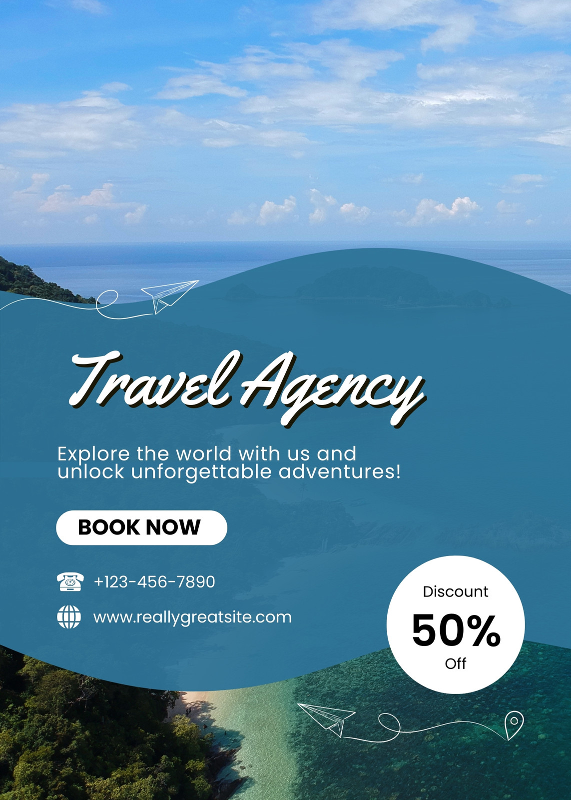 Soft Blue Simple Travel Agency Flyer