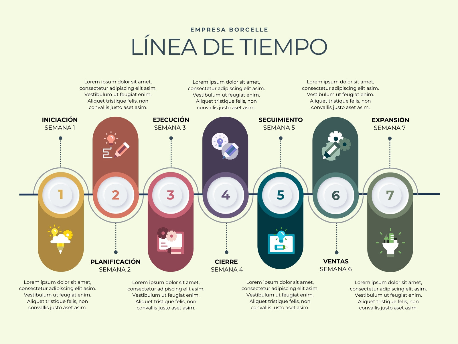 Gráfico Línea de Tiempo Profesional Multicolor