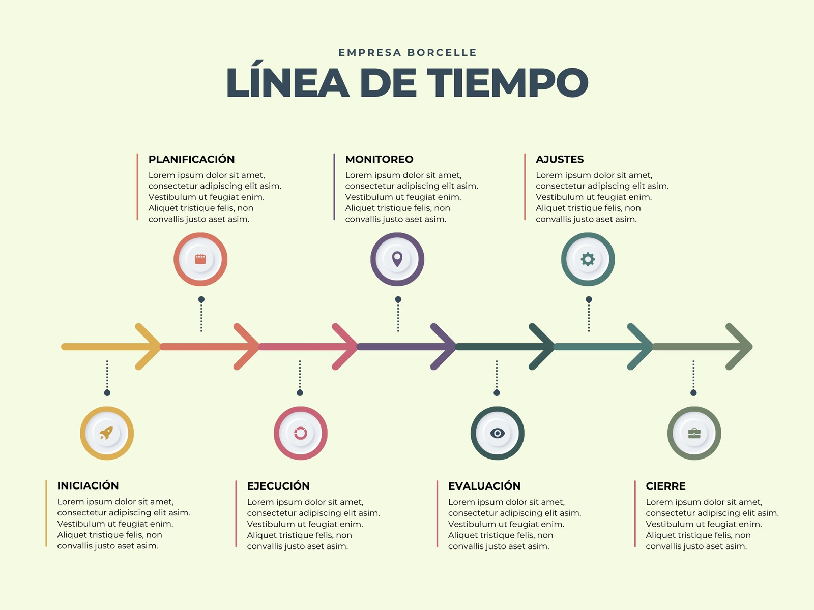 Gráfico Línea de Tiempo Profesional Multicolor