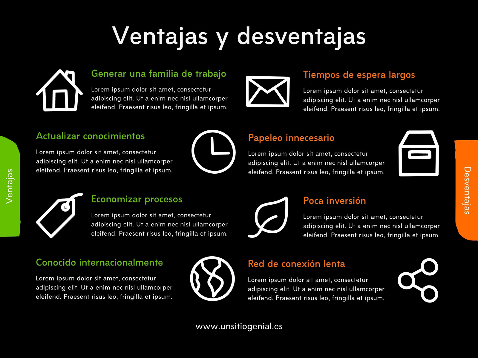 Gráfico Ventajas Empresa Corporativo Negro