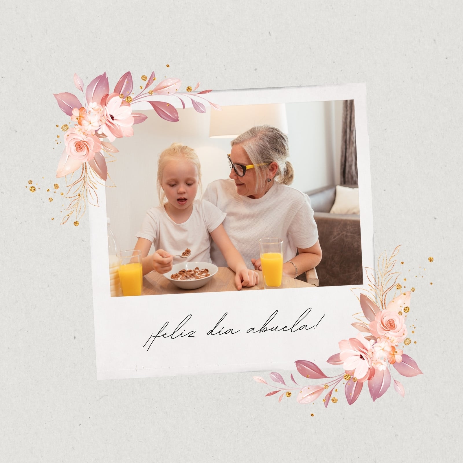 Posteo de Instagram Dia de los Abuelos Flores Delicado Rosa
