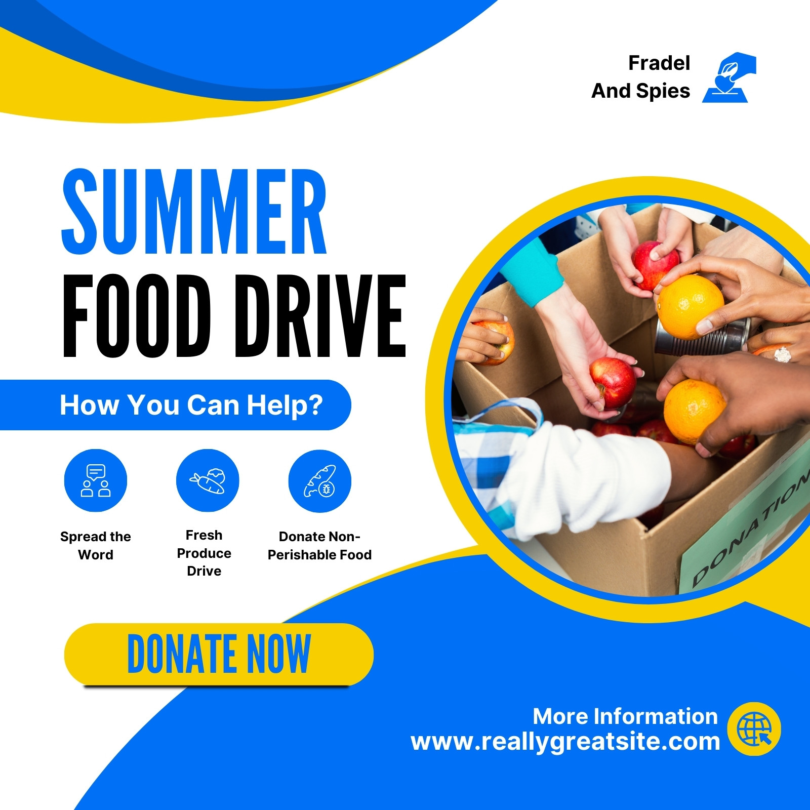 Blue And White Modern Summer Food Drive Instagram Post