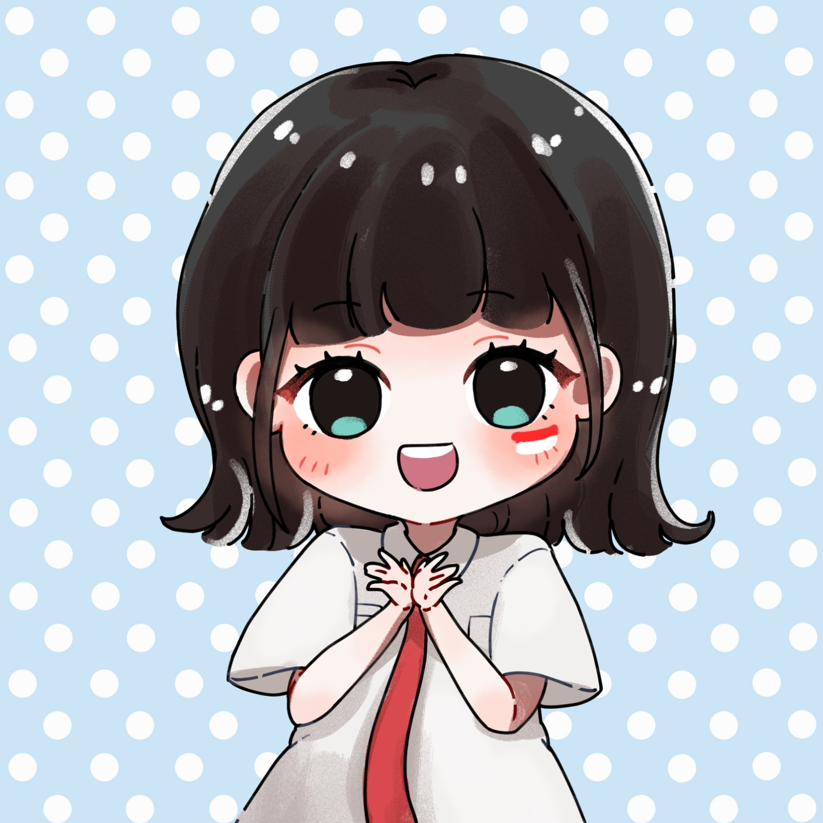 青 水玉 かわいい 女の子 アバター 青 水玉 かわいい 女の子 アバター