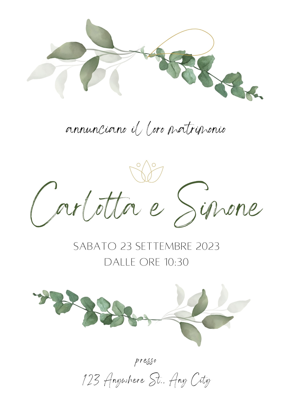 Verde e Bianco Floreale Foglie Matrimonio Invito Virtuale Verde e Bianco Floreale Foglie Matrimonio Invito Virtuale