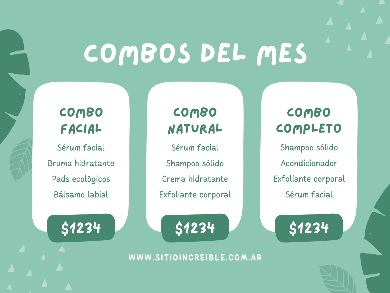 Cuadro Comparativo Ofertas Cuidado de la Piel Orgánico Verde