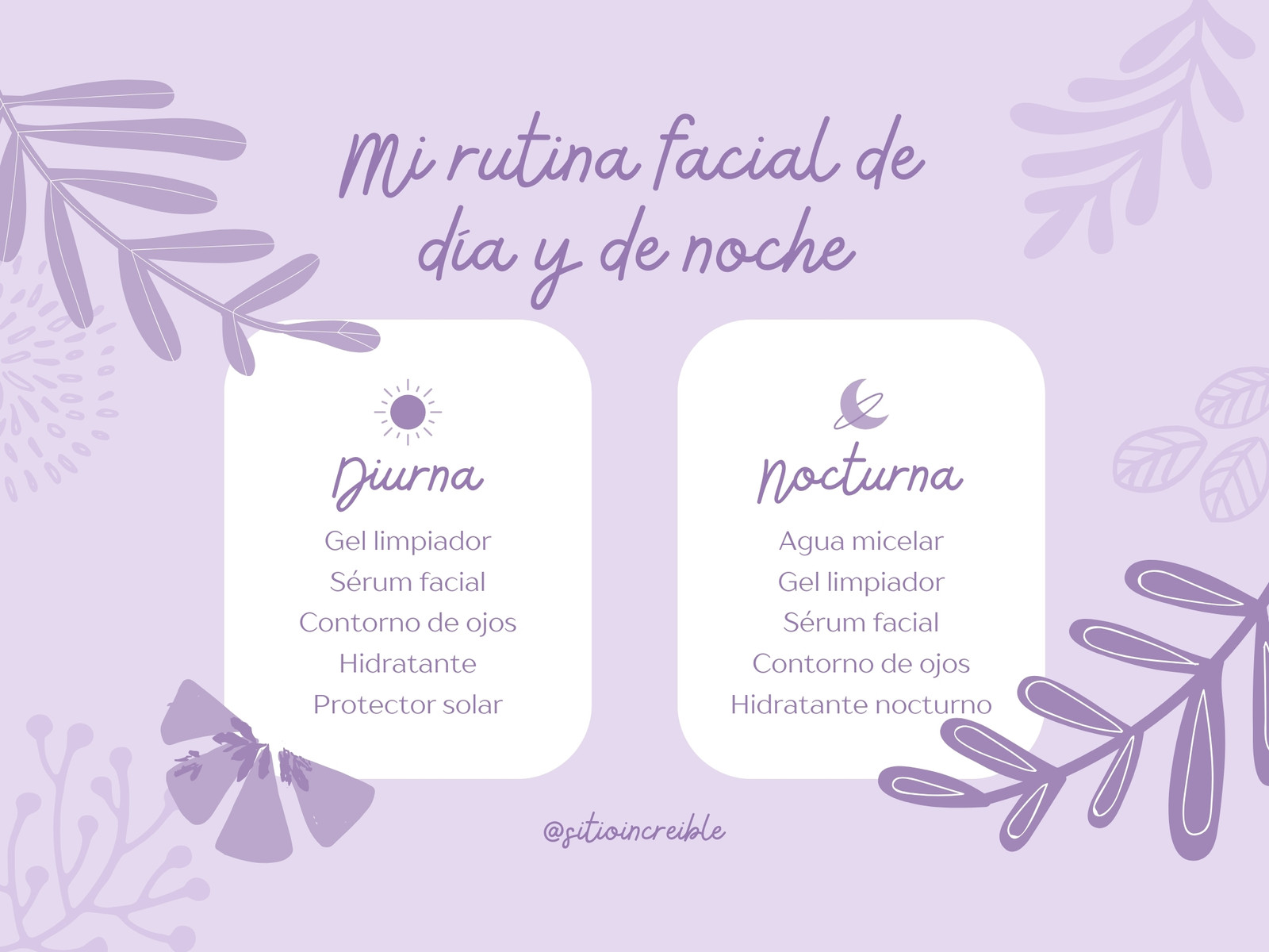 Cuadro Comparativo Rutina de Skincare Orgánico Lila