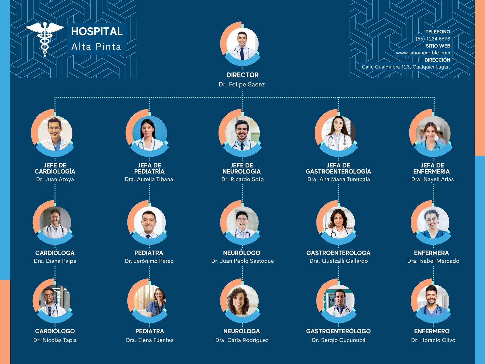 Grafica Organigrama Hospital Profesional Azul