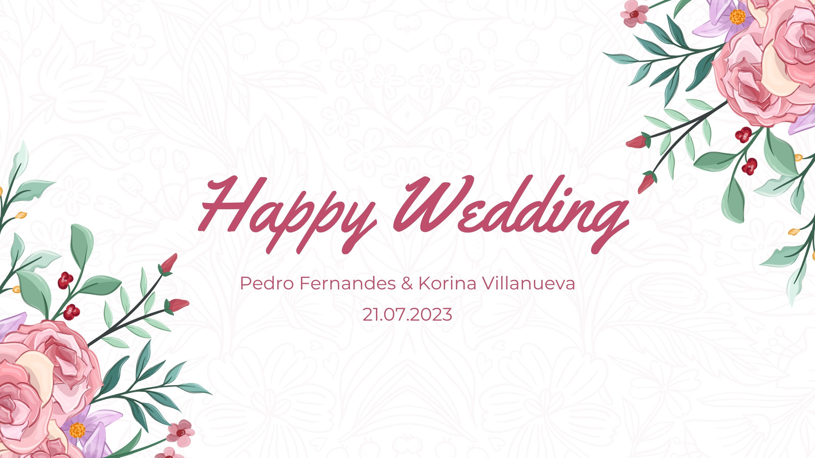 Pink Elegant Happy Wedding Group Greeting Card