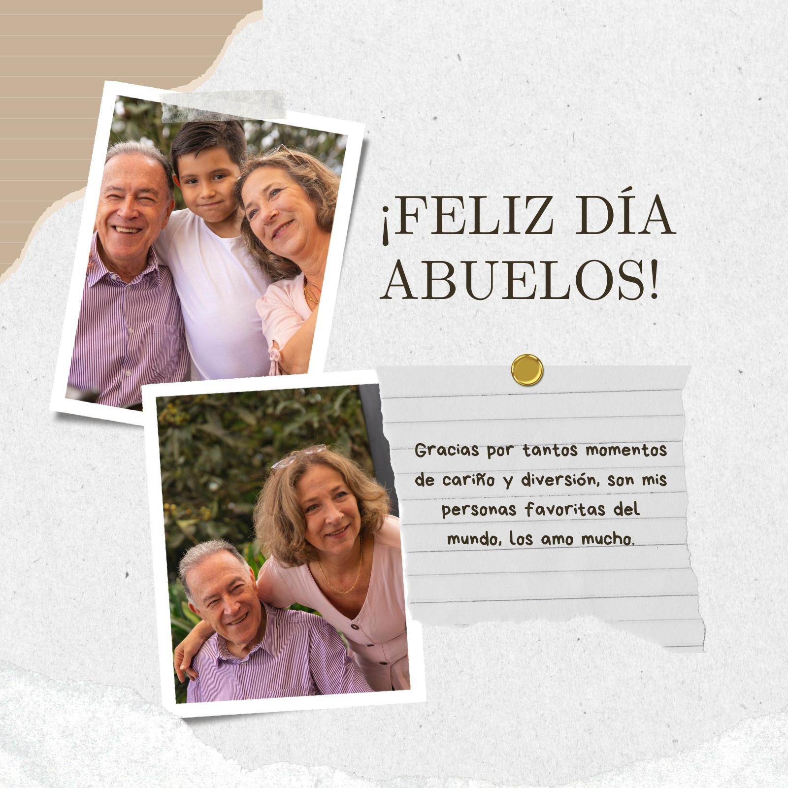 Post para Instagram - Feliz día de los abuelos - Álbum de recortes y beige
