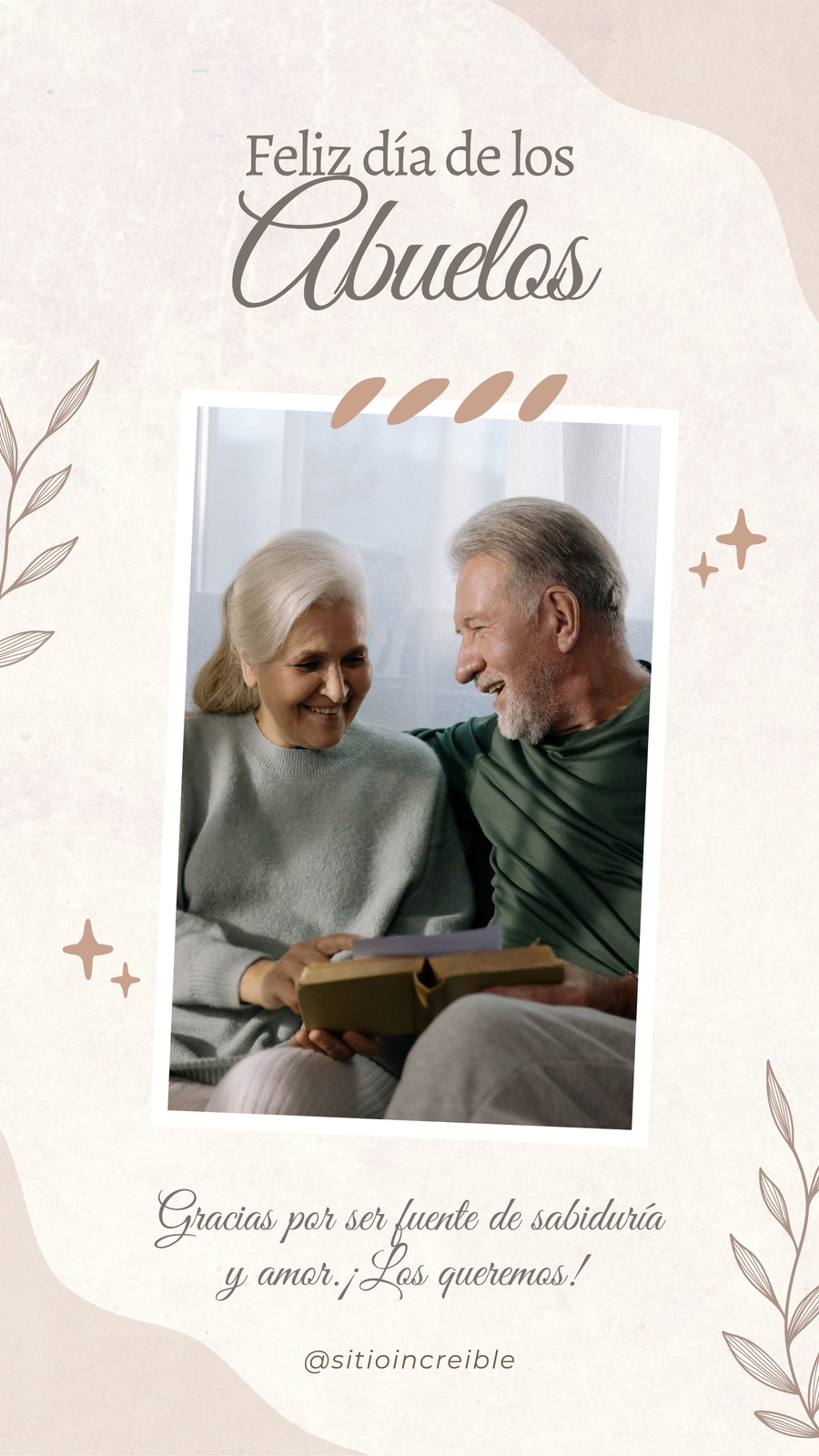 Historia de Instagram feliz día de los abuelos aesthetic beige