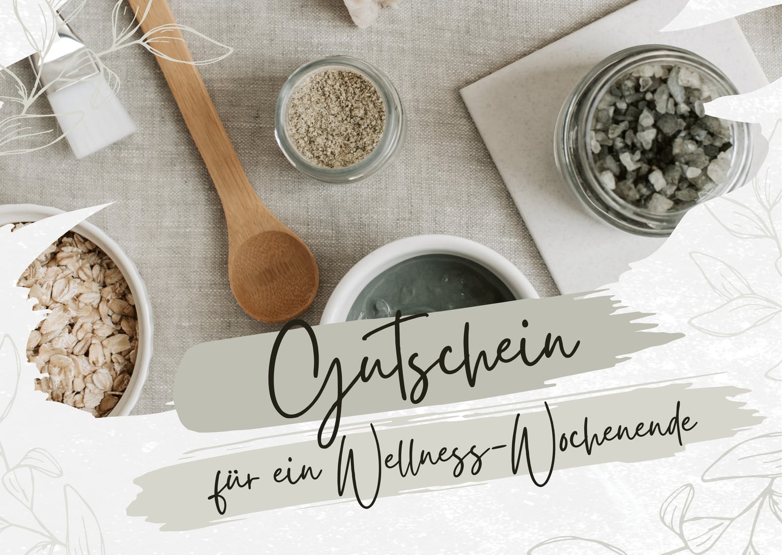 Grün Weiß Beige Illustrativ Wellness Wochenende Geschenk Gutschein Grün Weiß Beige Illustrativ Wellness Wochenende Geschenk Gutschein
