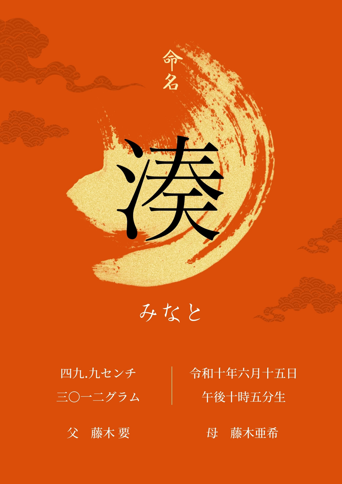 赤 ゴールド 命名書 A4 縦 赤 ゴールド 命名書 A4 縦