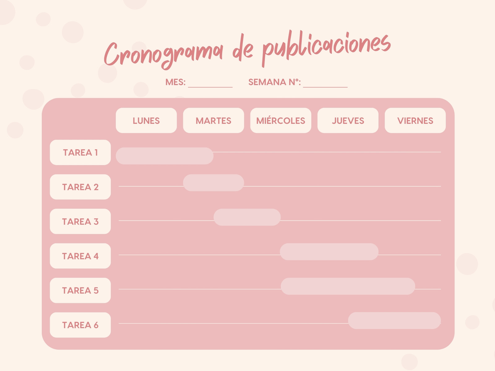 Gráfico Diagrama de Gantt Femenino Rosa y Crema