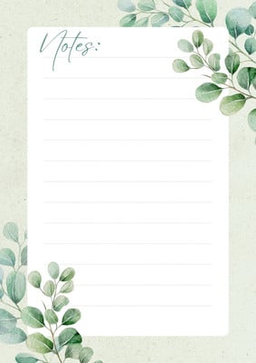 Elegant Aesthetic Watercolor Eucalyptus Plant Page Border Canva template, green