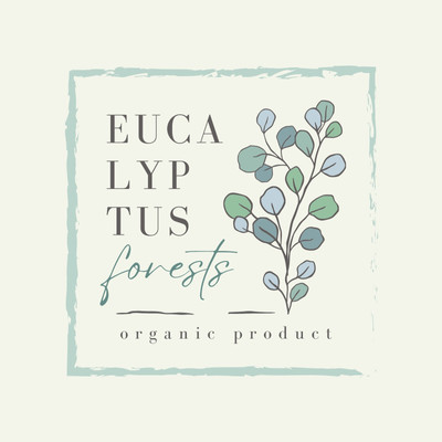 Elegant Simple Floral Eucalyptus Plant Logo Canva template, green