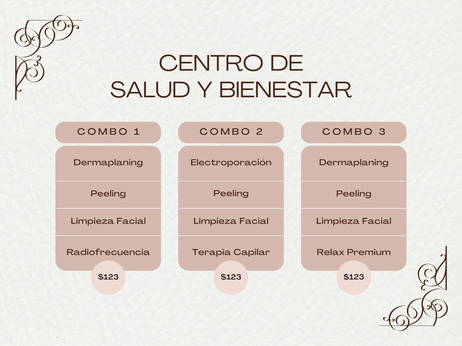 Gráfico con Cuadro Comparativo para Promociones de Spa Elegante Gris y Beige