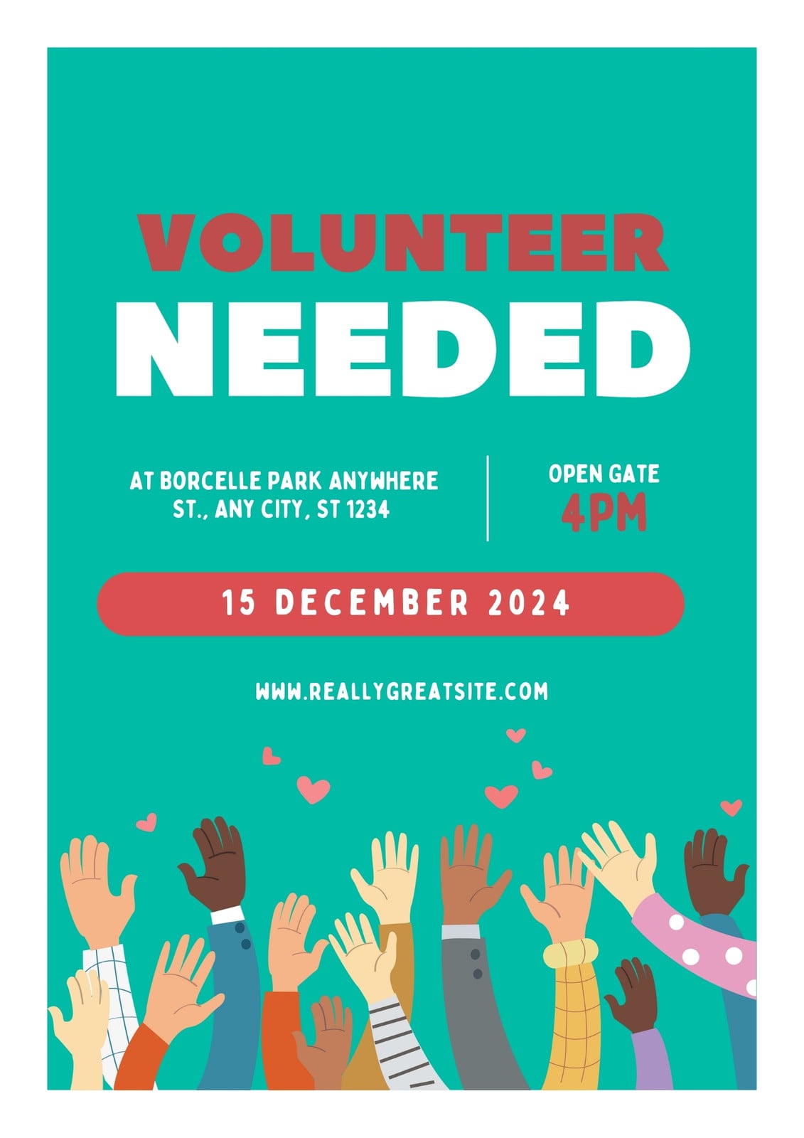 Green Red Volunter Need Flyer