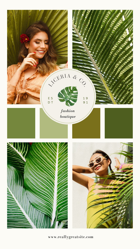 Elegant Minimalist Photo Collage Fashion Shop Instagram Story Canva template, green