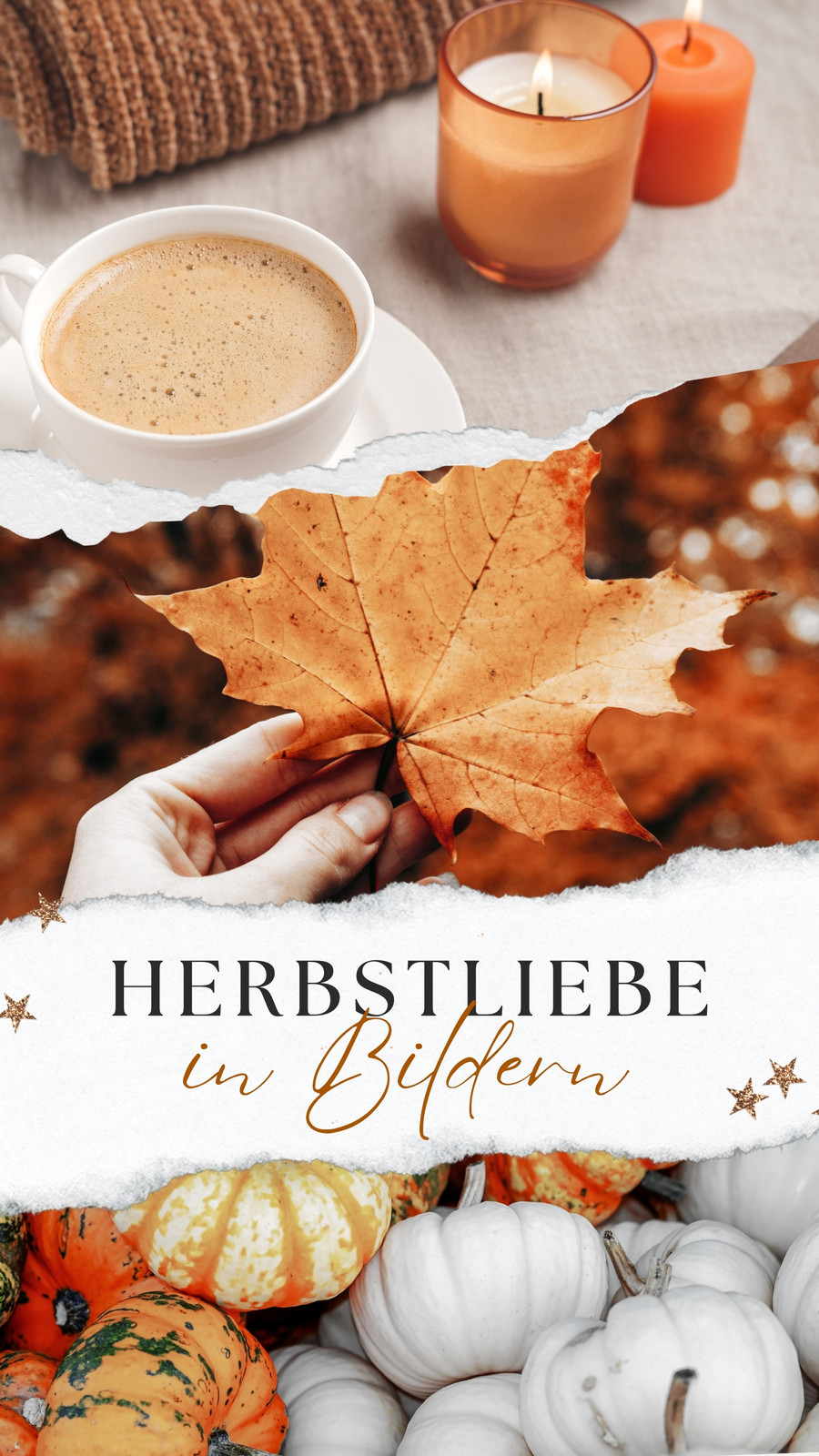 Orange Weiß Braun Herbstlich Collage Herbst Kaffee Kürbis Instagram Story