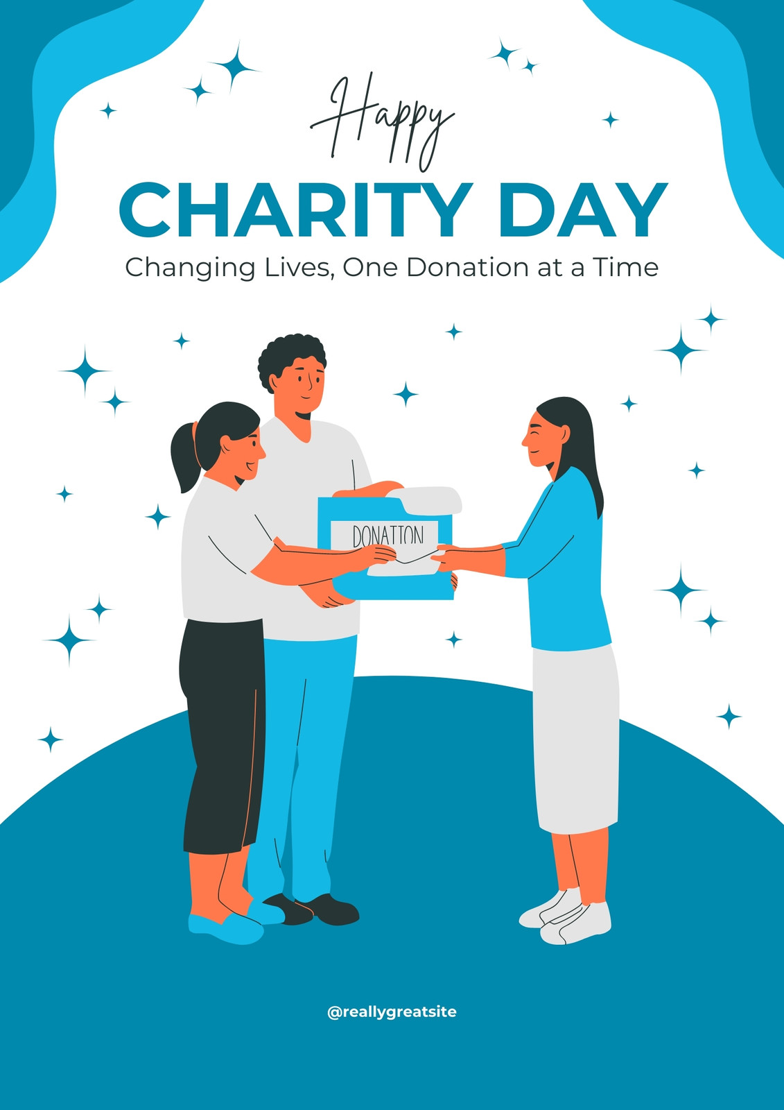 Blue and White Simple Charity Day Document A4