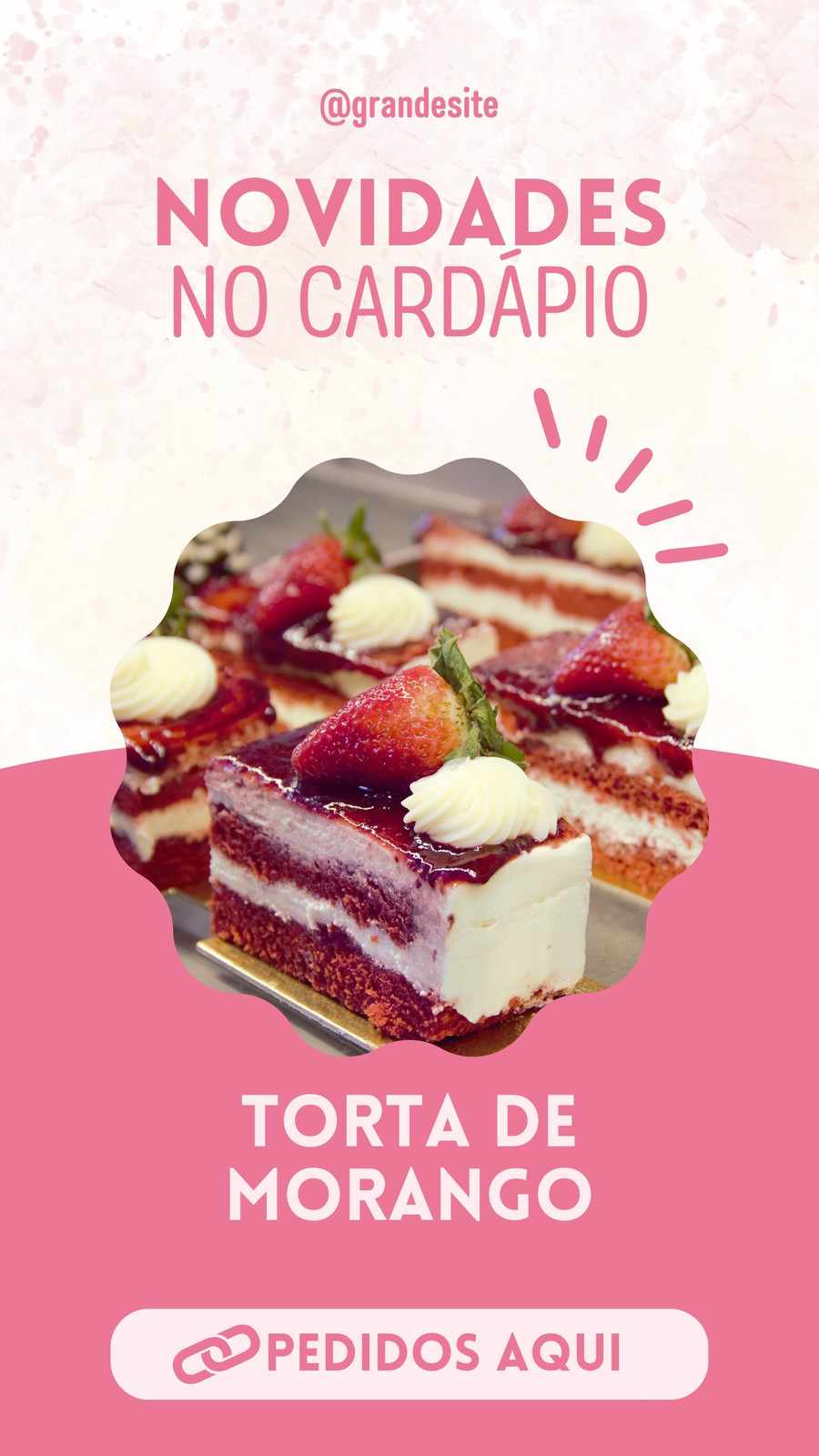 story do instagram confeitaria novidades cardapio doceria rosa