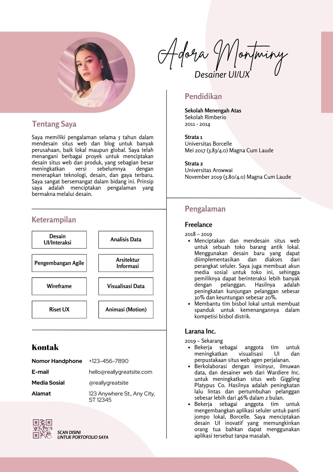 Pink Simpel Daftar Riwayat Hidup