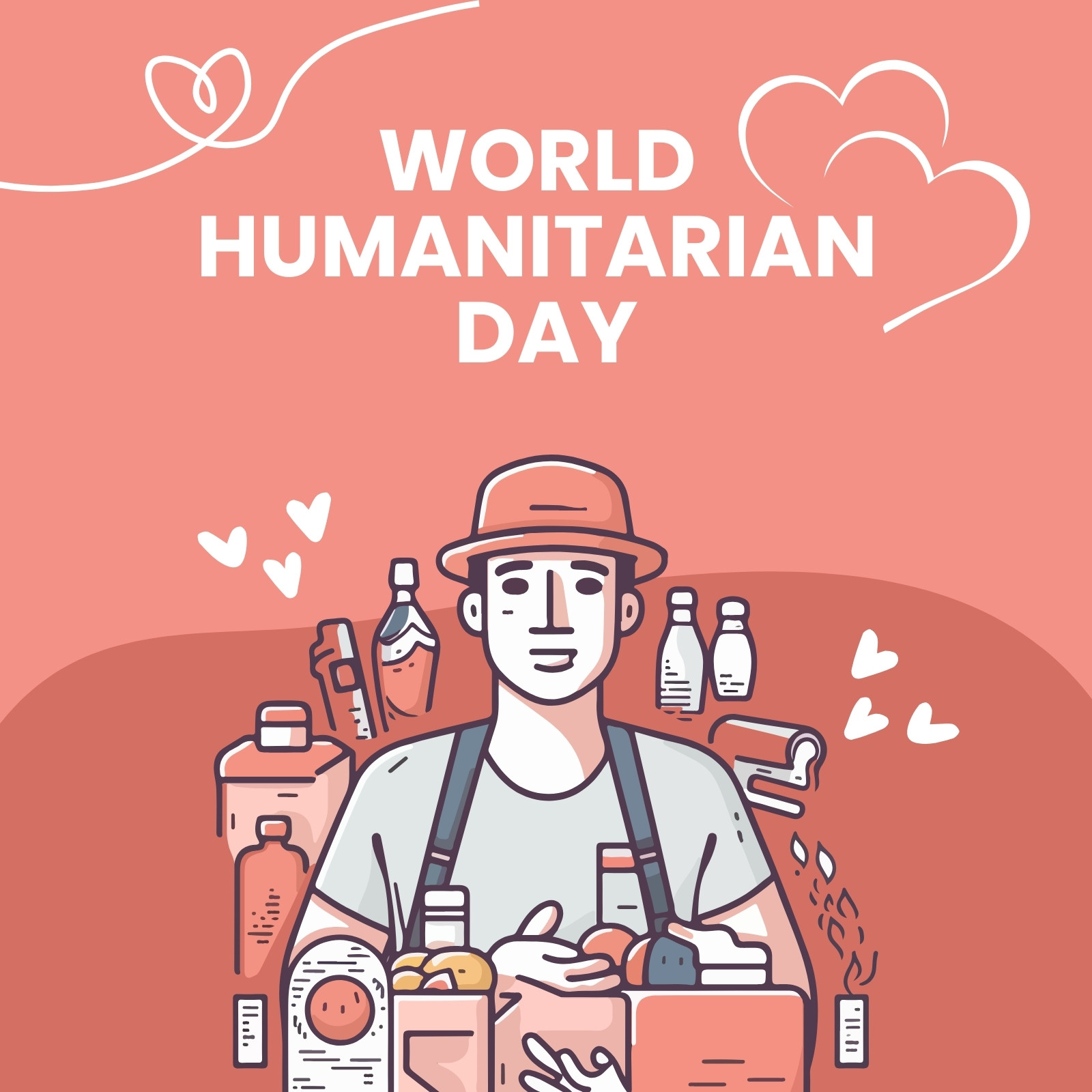 Red Illustrative World Humanitarian Day Instagram Post
