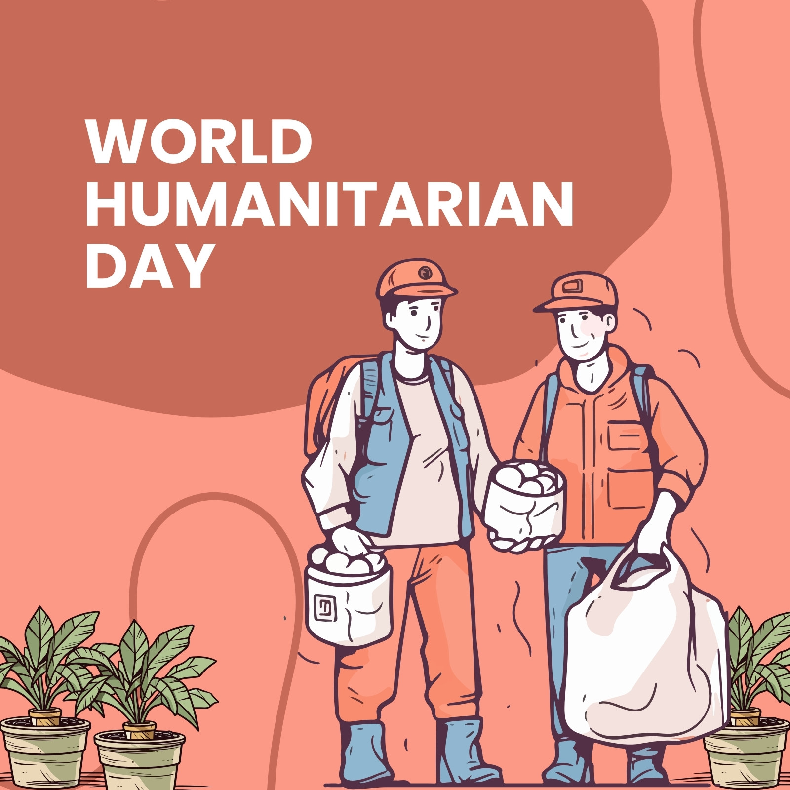 Red Illustration World Humanitarian Day Instagram Post