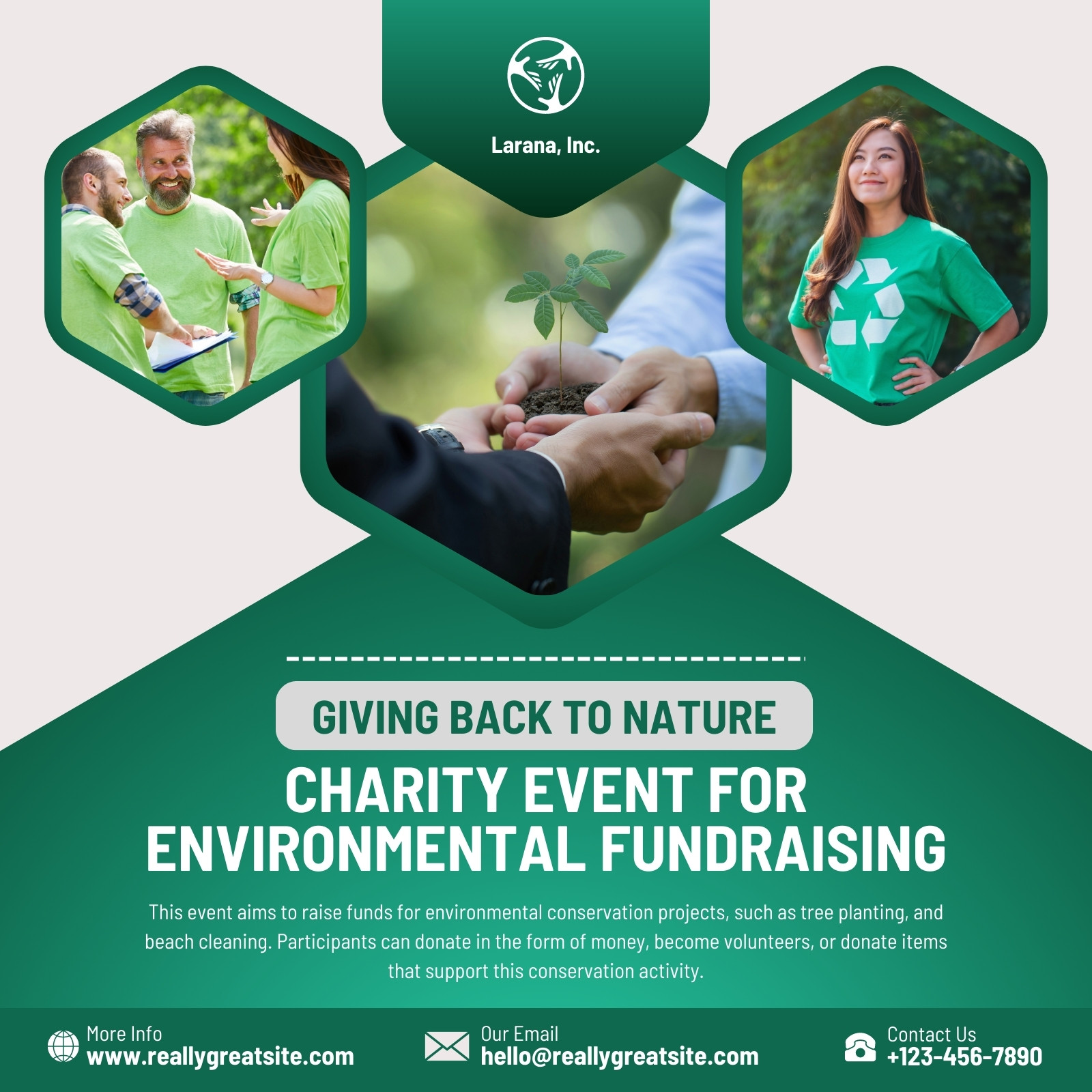 Green And Grey Modern Charity Event For Environmental Fundraising Instagram Post