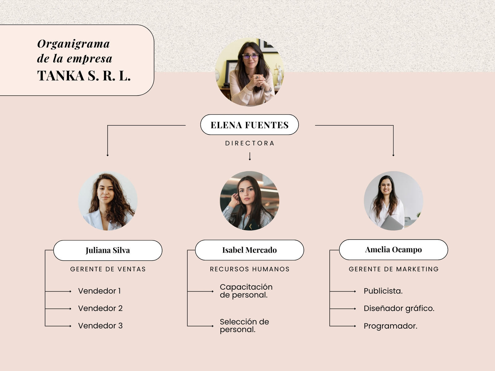 Gráfico para Organigrama Empresarial Femenino Rosa