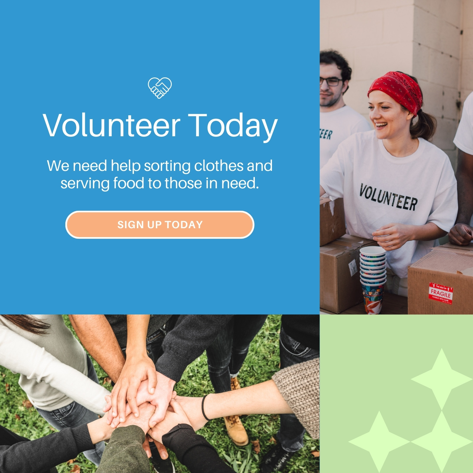 Blue Modern Volunteer Instagram Post