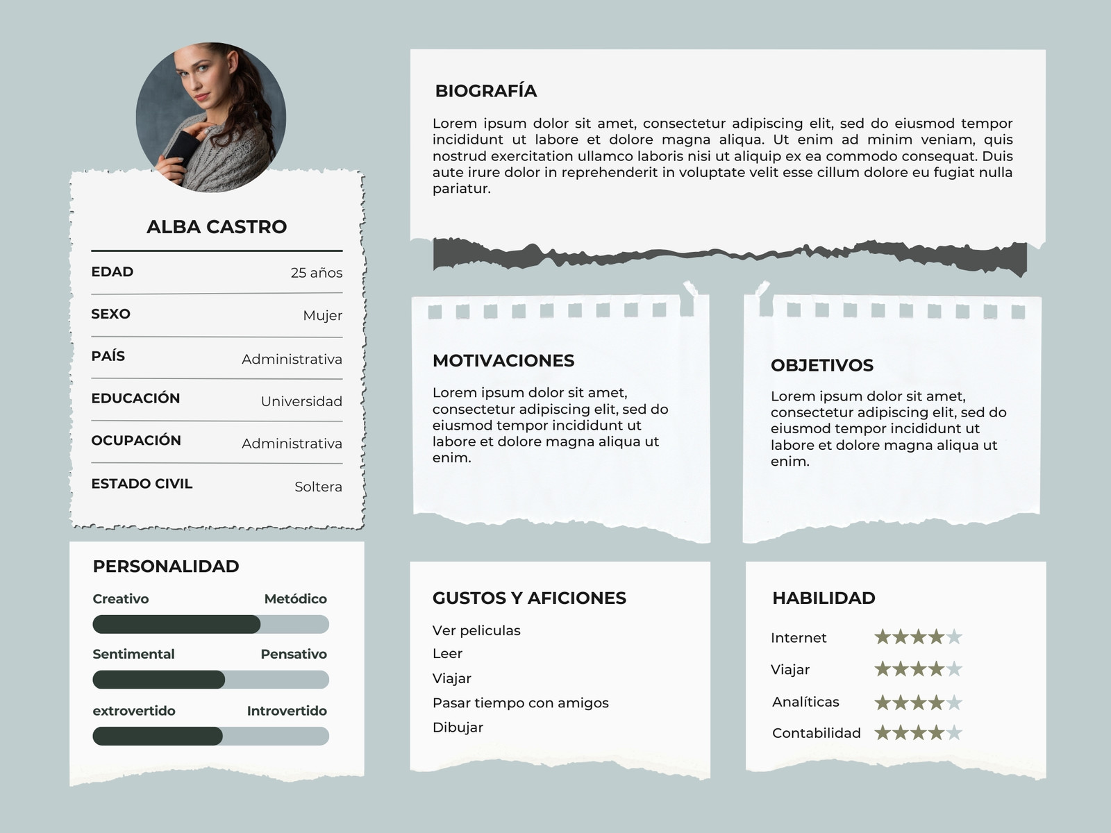 Gráfico Buyer Persona Marketing Profesional Moderno Azul y Blanco