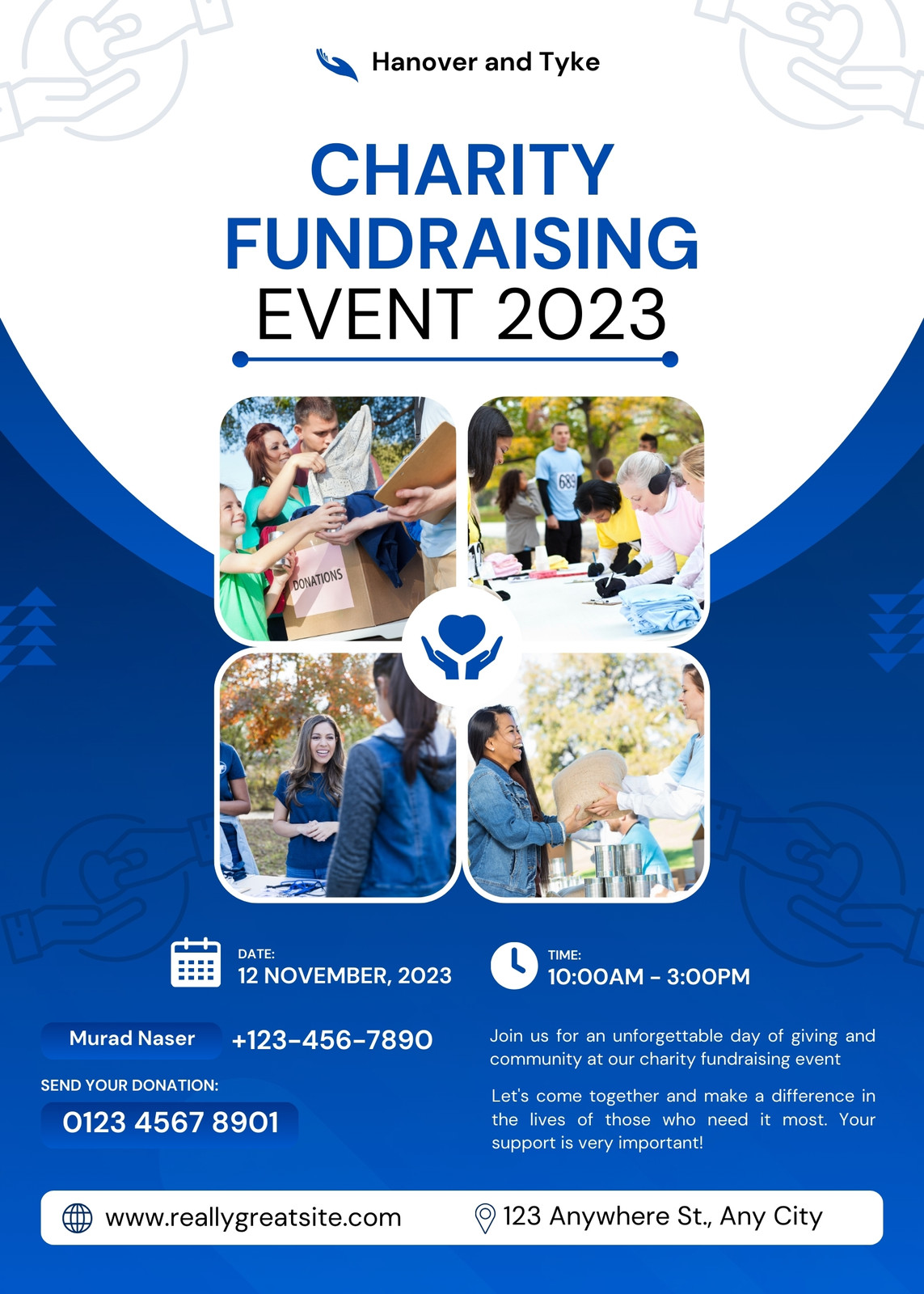 Blue And White Modern Charity Fundraising Event 2023 Flyer