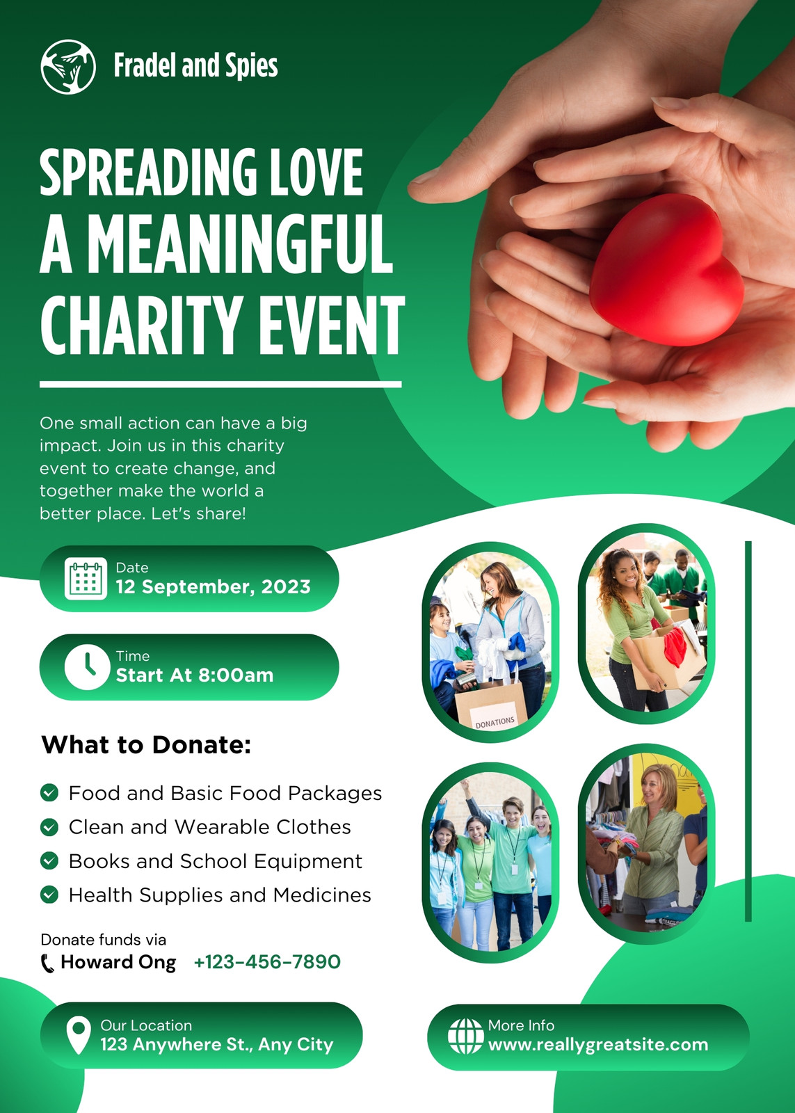 Green And White Modern Spreading Love A Meaningful Charity Event Flyer