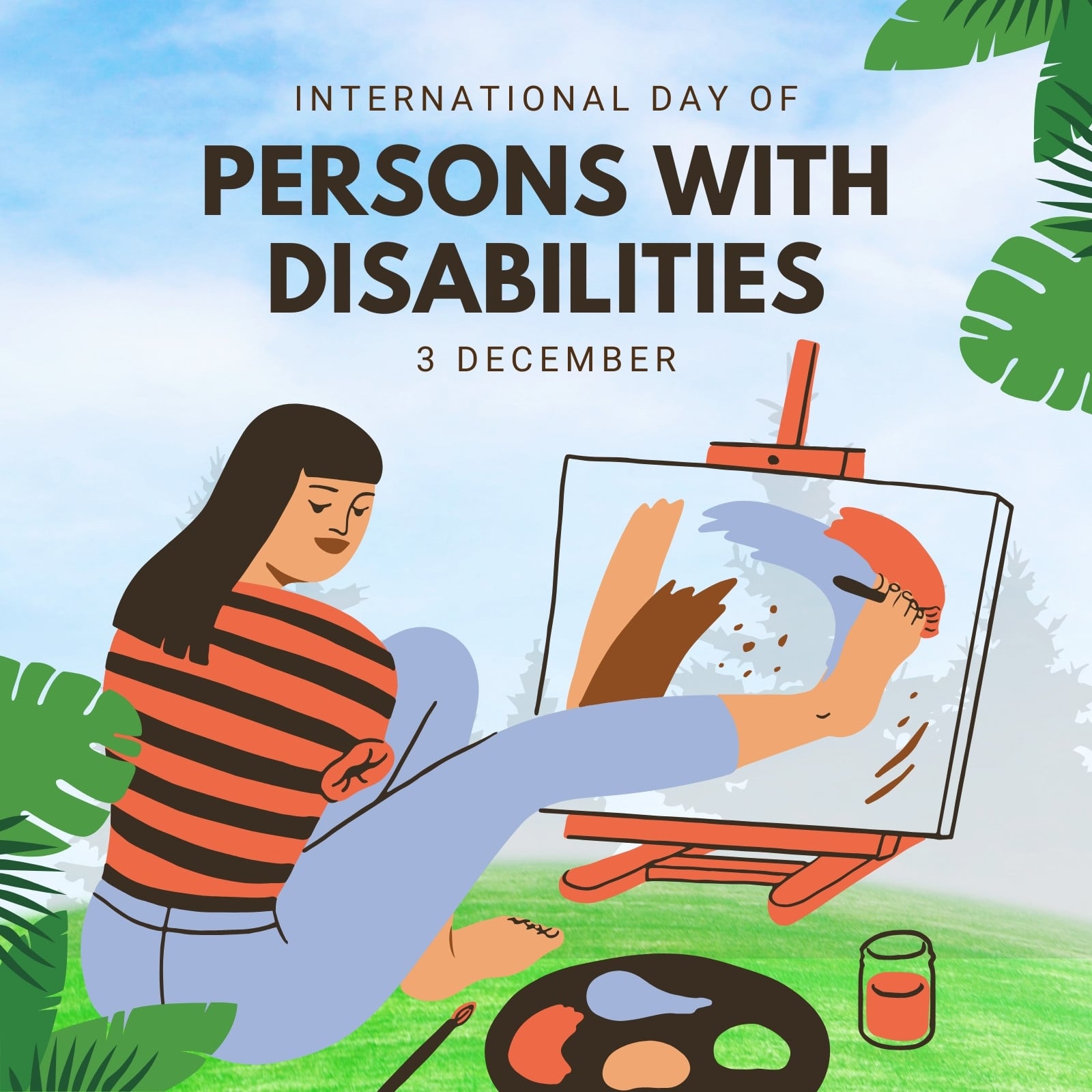 Blue Green Orange Illustration International Day of Persons with Disabilities Instagram Post