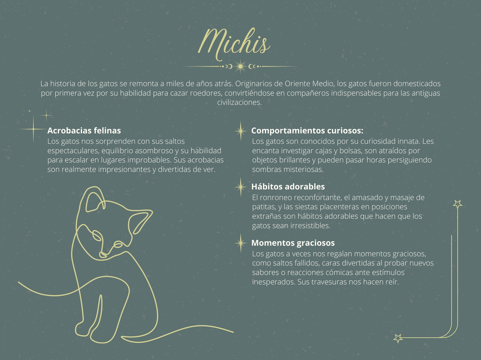 Gráfico Historia de los gatos Ilustrado Verde