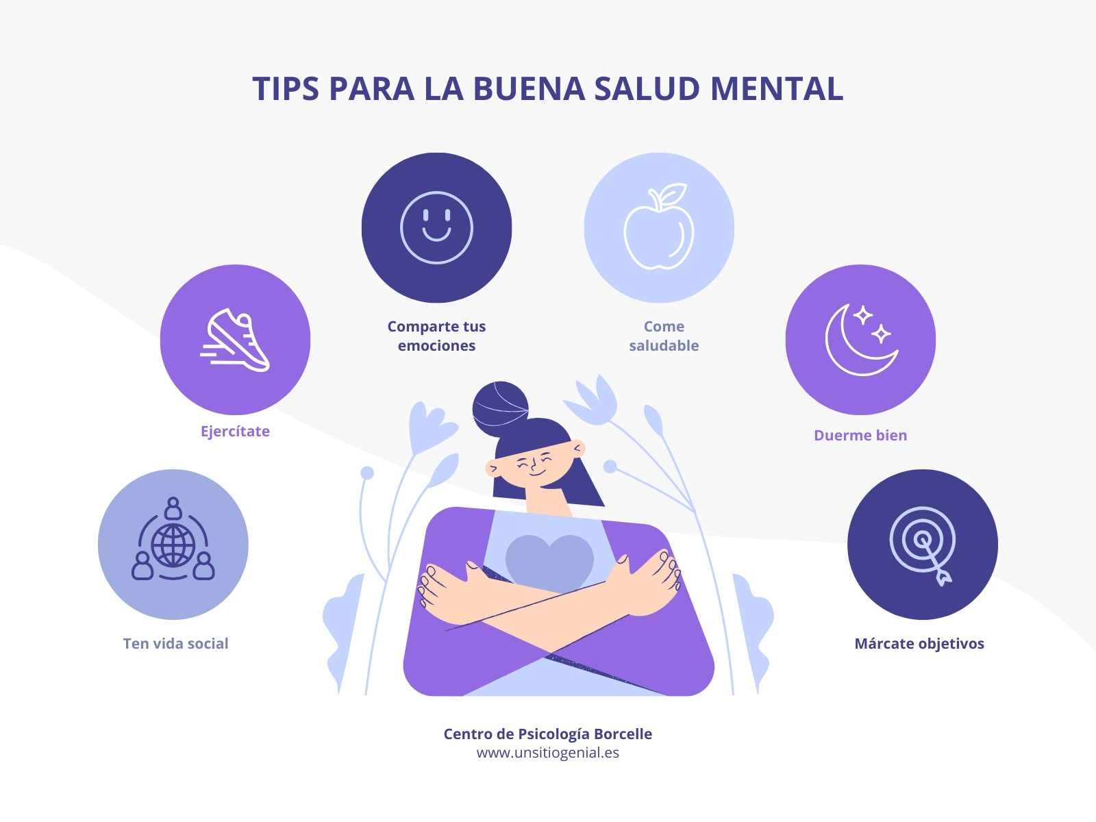 Gráfico Salud Mental Ilustrado Lila