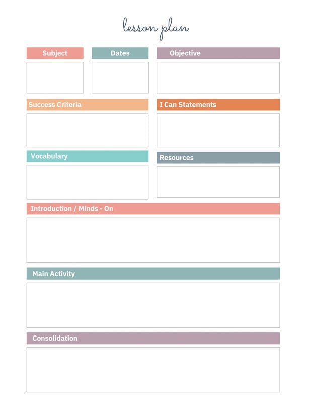 Free, printable, customizable weekly lesson plan templates | Canva