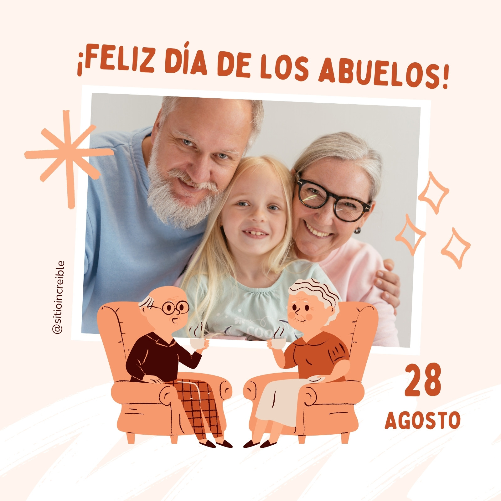 Post de Instagram Día de los Abuelos Ilustrado Beige