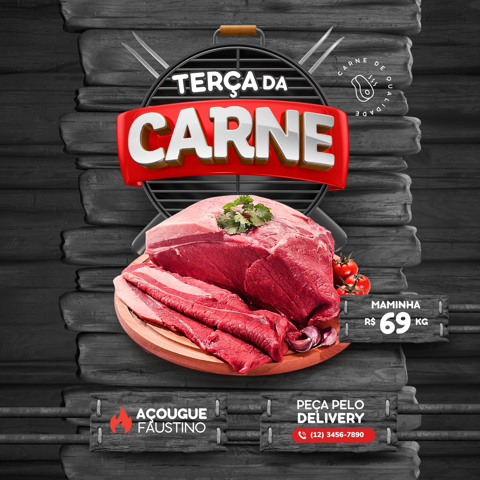 Modelos gratuitos e personalizáveis de carne - Canva