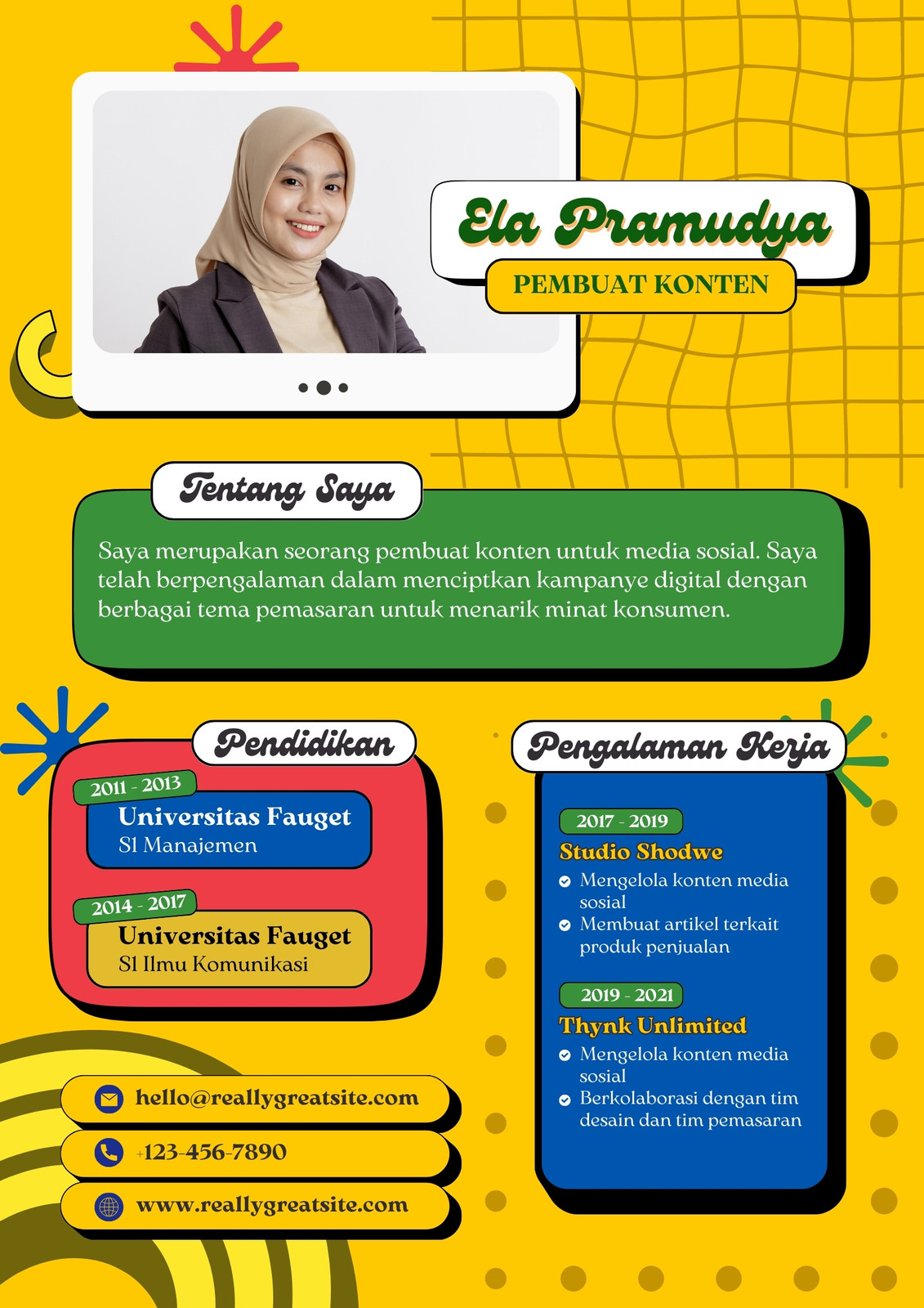 Kuning dan Hijau Retro CV Resume Pembuat Konten A4 Kuning dan Hijau Retro CV Resume Pembuat Konten A4